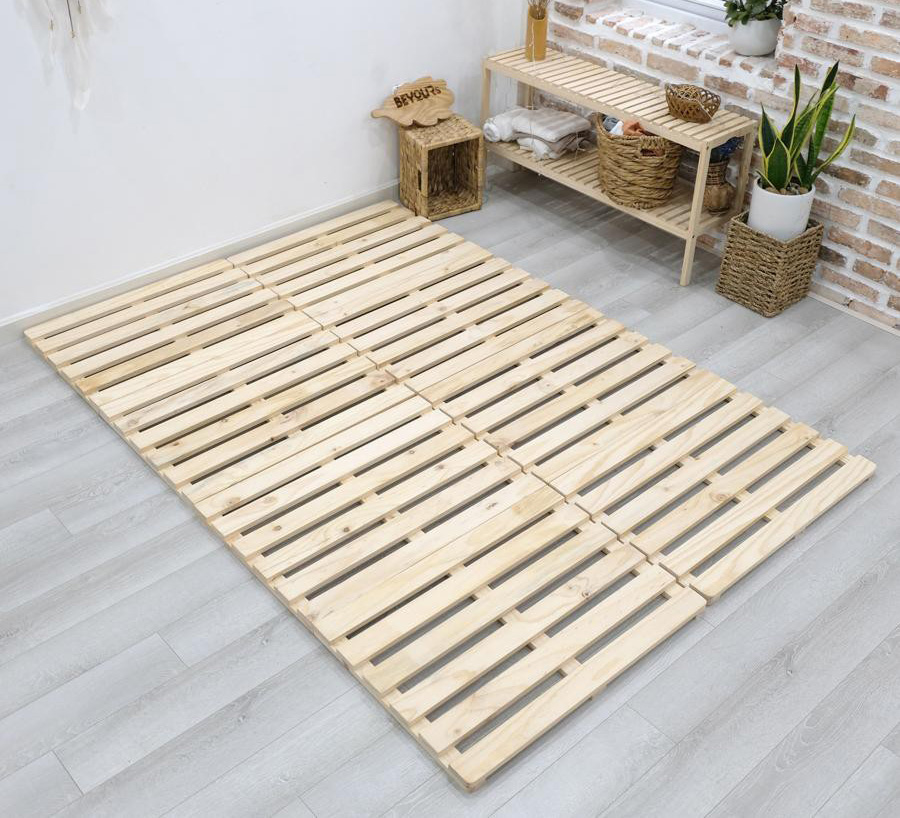 Giường ngủ gỗ thông pallet 1m4 Hàn Quốc